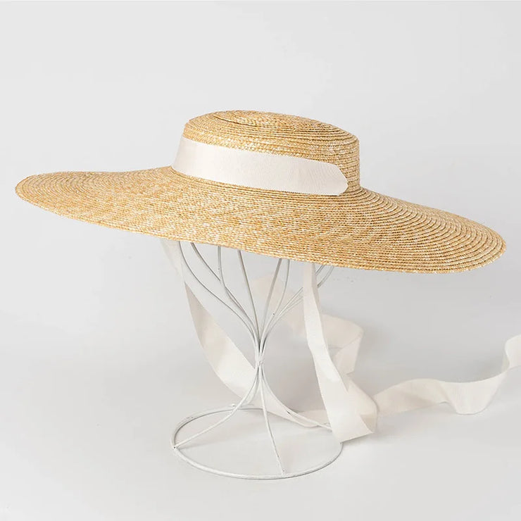 Château Soleil Wide-Brim Ribbon Hat