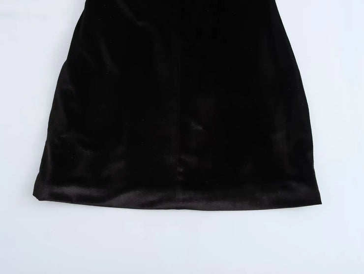Velvet Noir Bow-Back Mini Dress