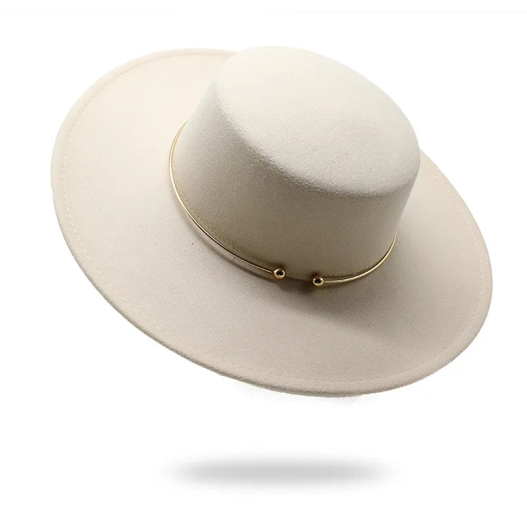 Classic Wide-Brim Fedora with Minimal Gold Accent