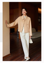 Luxury Old Money Style Short Woolen Overcoat