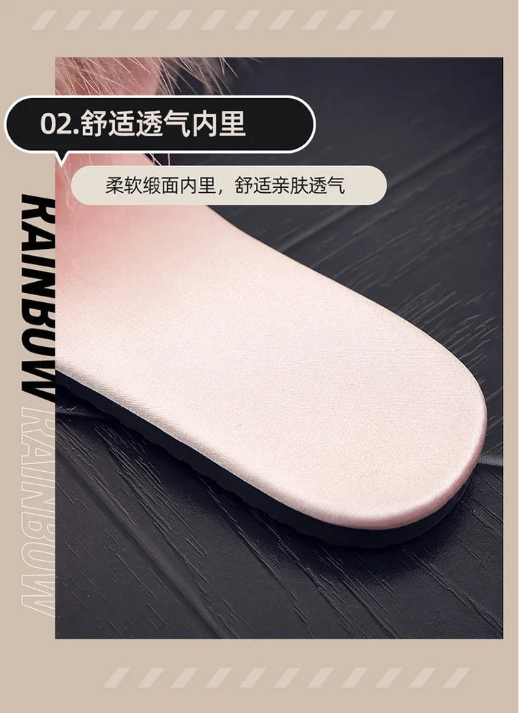 Ladies Flat Slippers with Fur