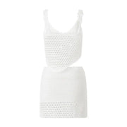 Women Summer 2 Piece Crochet Knit Camisole & Skirt Outfits