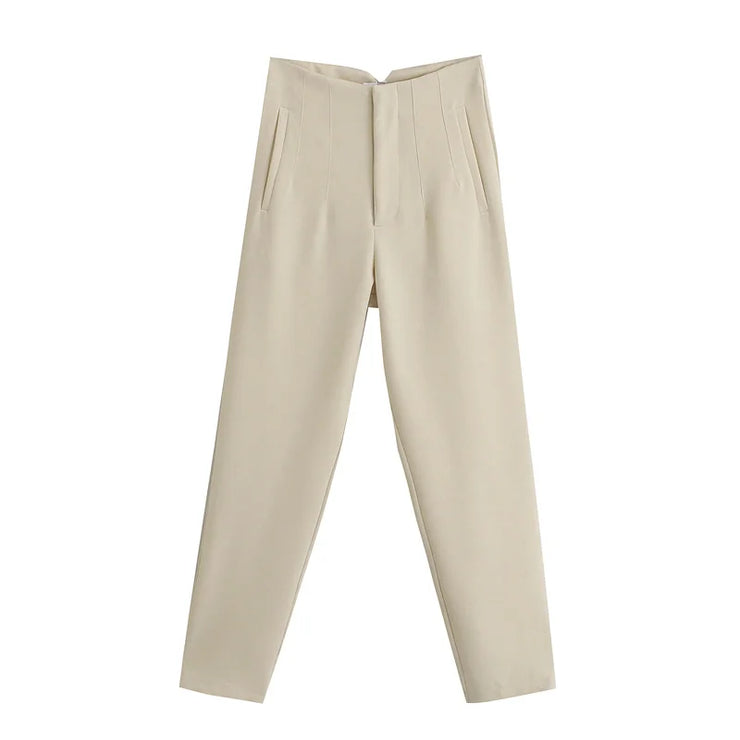 Autumn Trouser Suits High Waisted Office Casual Woman Pants