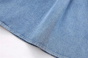 Crystal-Dew Embellished Cropped Denim Shirt