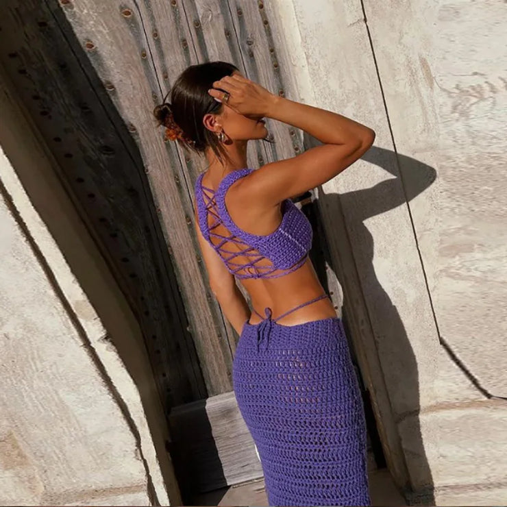 Elegant Summer Crop Top & Maxi Skirt Set
