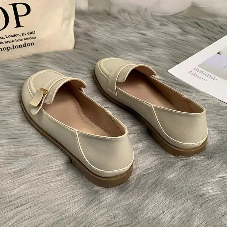 Loafers Beige Moccasins Flat Woman Footwear Luxury Leather Shoes
