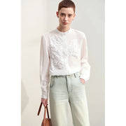 Magnolia Crest Embroidered Ramie Blouse