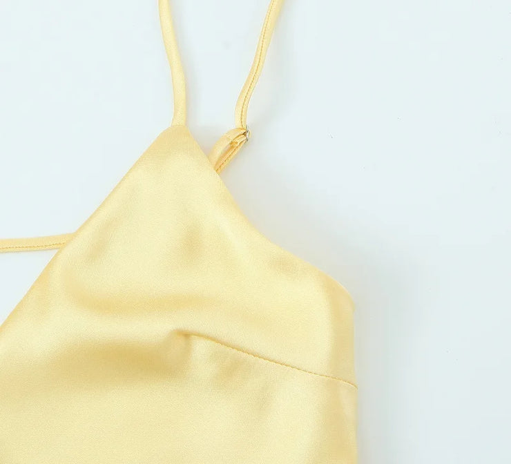 Satin Backless Slip Dress for Women
