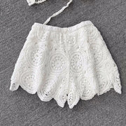 Two Piece Sets Women Summer Knit Camisole Elastic Waist Shorts
