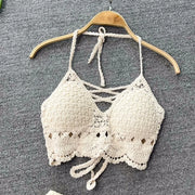 Two Piece Sets Women Summer Knit Camisole Elastic Waist Shorts