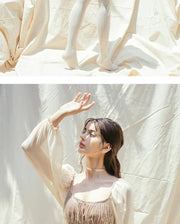 White One-Piece Velvet Backless Swimwear for Women