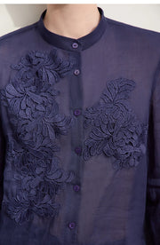 Magnolia Crest Embroidered Ramie Blouse
