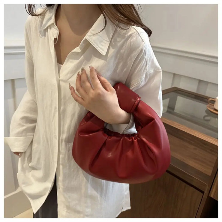 Luna Puff Ruched Half-Moon Shoulder Bag