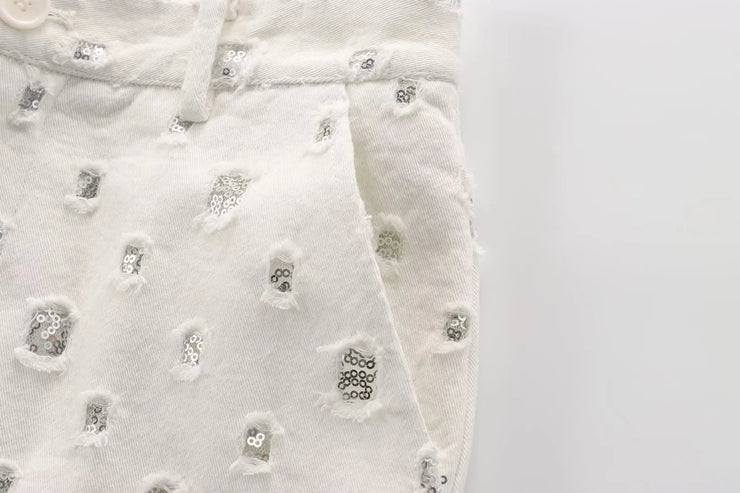 Radiant Sequin-Embroidered Vest & Skirt Set
