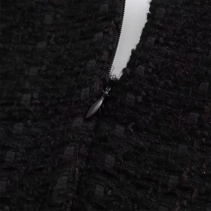 Noir Élan Tweed Mini Dress