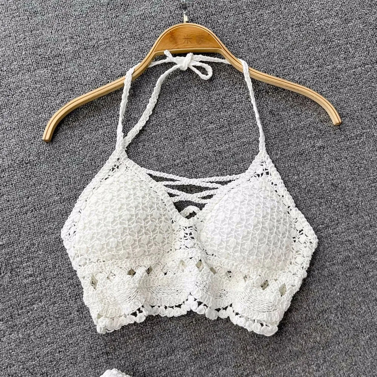 Two Piece Sets Women Summer Knit Camisole Elastic Waist Shorts