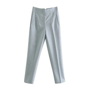 Autumn Trouser Suits High Waisted Office Casual Woman Pants