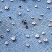Crystal-Dew Embellished Cropped Denim Shirt