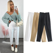 Autumn Trouser Suits High Waisted Office Casual Woman Pants