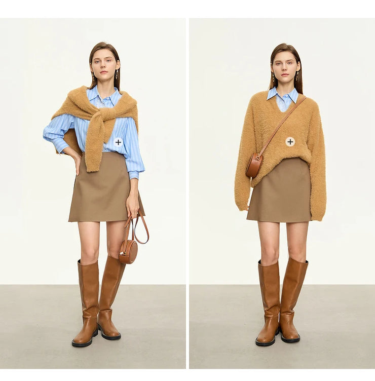 Minimalist Casual Shorts Skirts Women High Waist