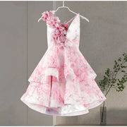 Petal Mirage Open-Back Ruffle Dress