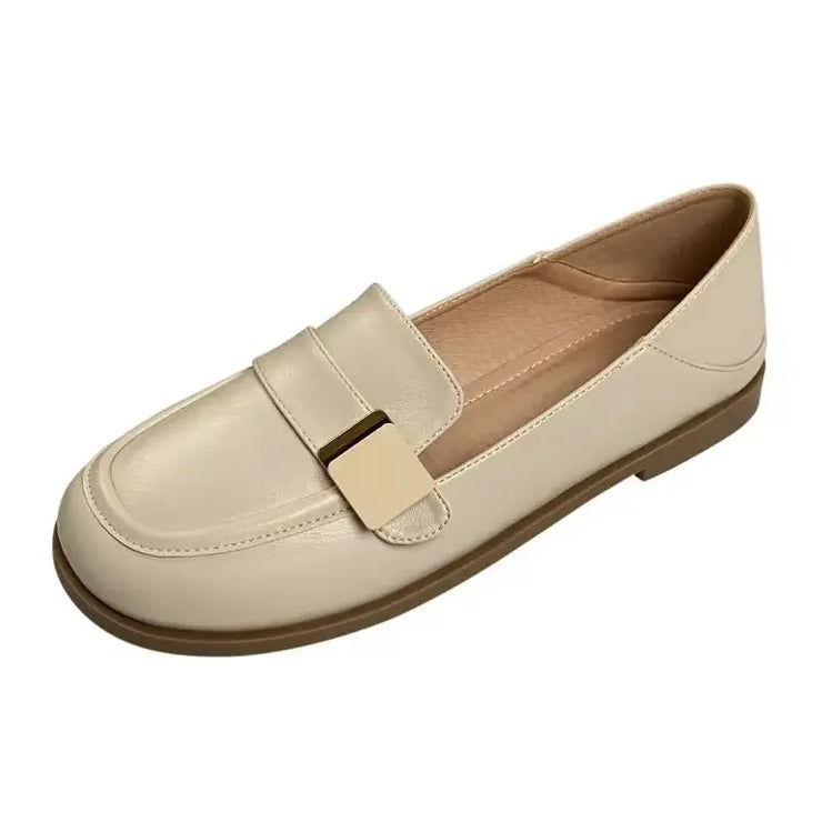 Loafers Beige Moccasins Flat Woman Footwear Luxury Leather Shoes