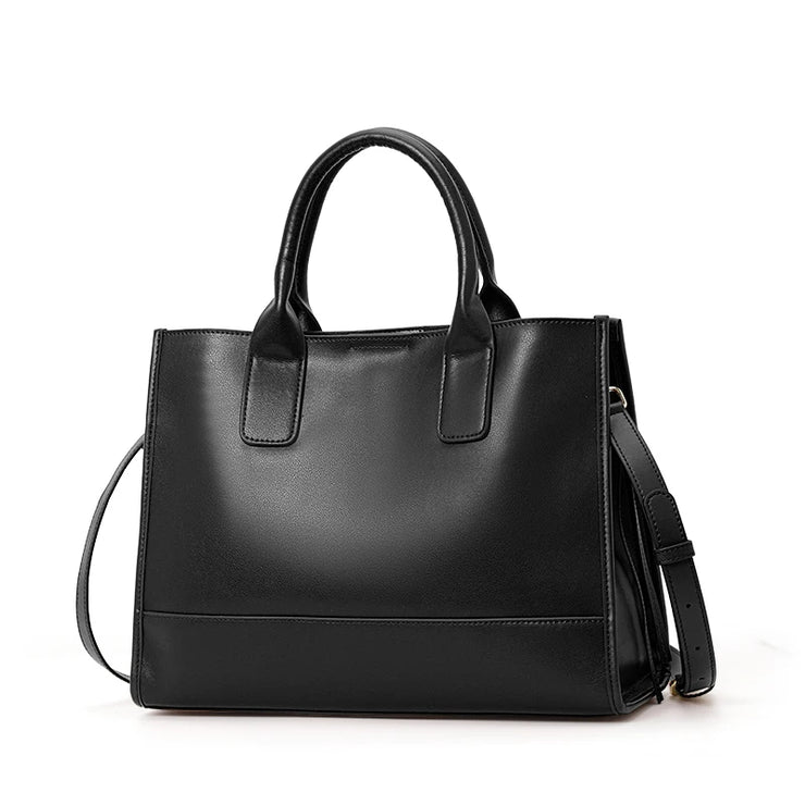 Classic Genuine Leather Structured Tote Bag
