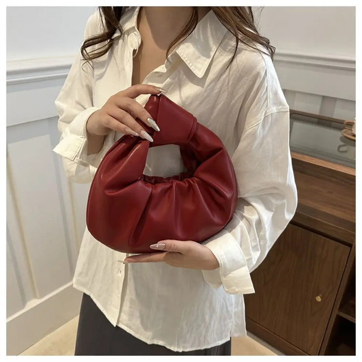 Luna Puff Ruched Half-Moon Shoulder Bag