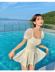 White One-Piece Velvet Backless Swimwear for Women