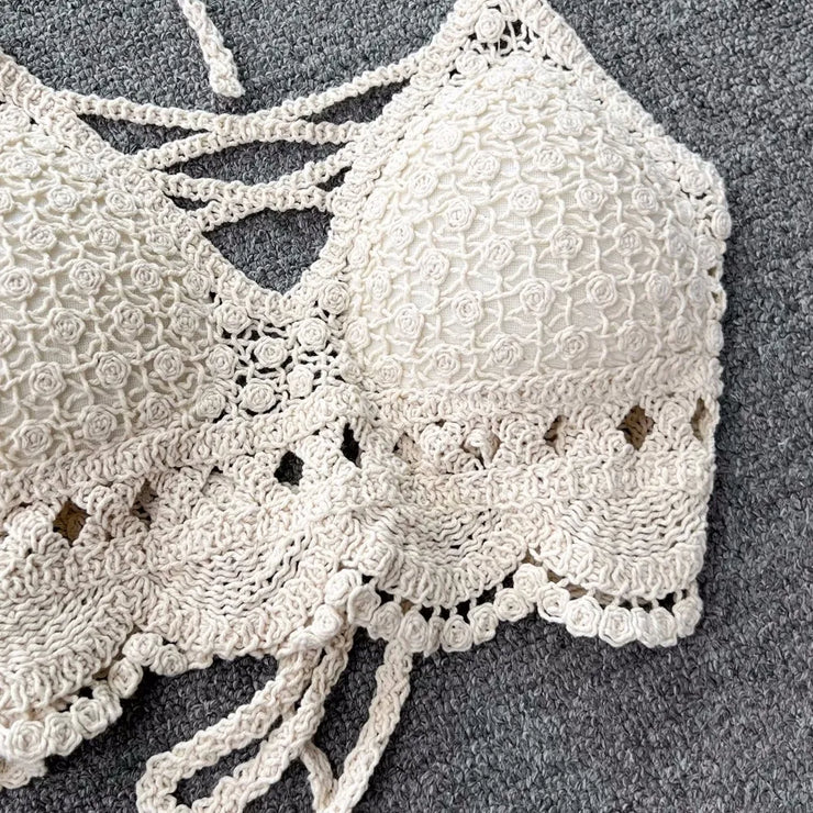 Two Piece Sets Women Summer Knit Camisole Elastic Waist Shorts