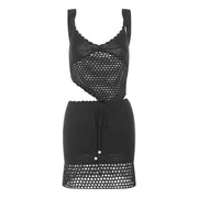Women Summer 2 Piece Crochet Knit Camisole & Skirt Outfits