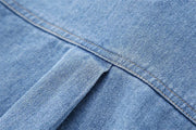 Crystal-Dew Embellished Cropped Denim Shirt