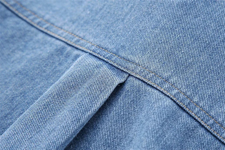 Crystal-Dew Embellished Cropped Denim Shirt