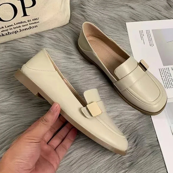 Loafers Beige Moccasins Flat Woman Footwear Luxury Leather Shoes