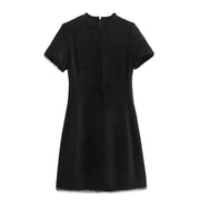 Noir Élan Tweed Mini Dress
