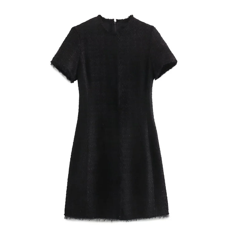Noir Élan Tweed Mini Dress