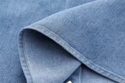 Crystal-Dew Embellished Cropped Denim Shirt