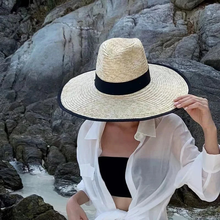 Fashionable Straw Wide Brim Sun Hat for Women