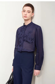 Magnolia Crest Embroidered Ramie Blouse
