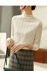 Élise Lace High-Neck Blouse