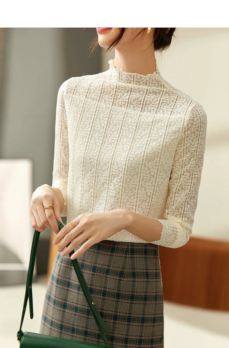 Élise Lace High-Neck Blouse