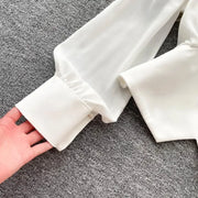 Sculpted Elegance Puff-Sleeve Blouse