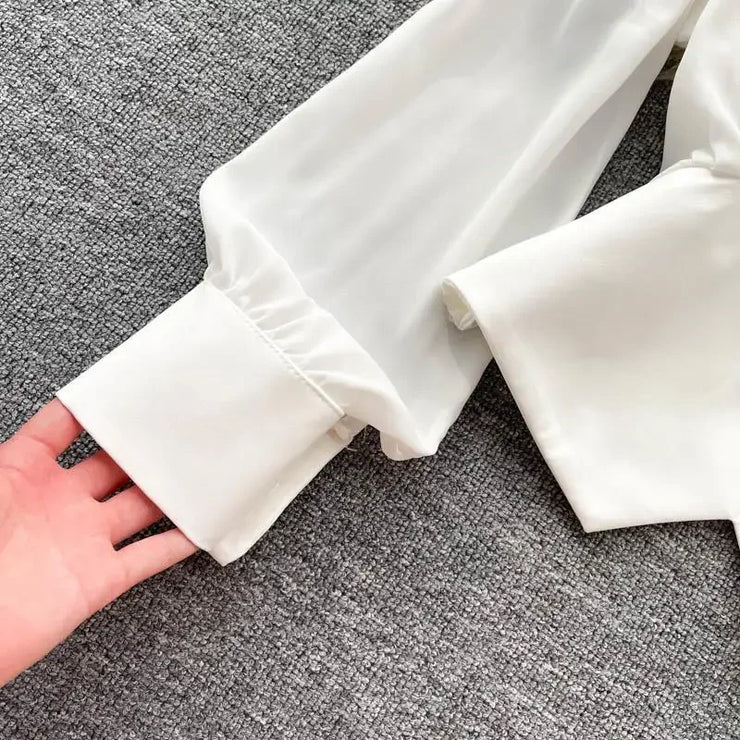 Sculpted Elegance Puff-Sleeve Blouse