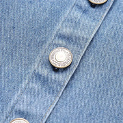 Crystal-Dew Embellished Cropped Denim Shirt
