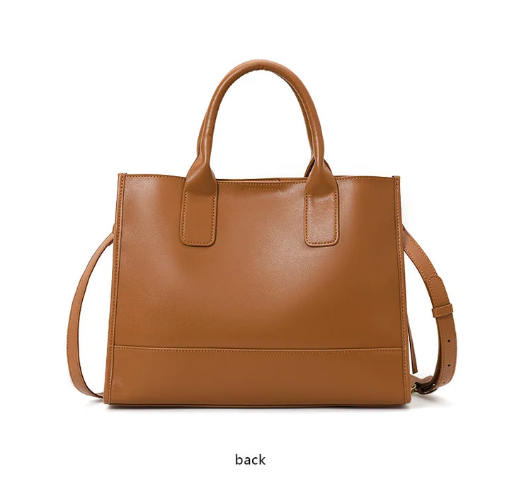 Classic Genuine Leather Structured Tote Bag