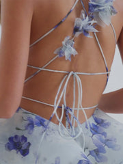 Petal Mirage Open-Back Ruffle Dress