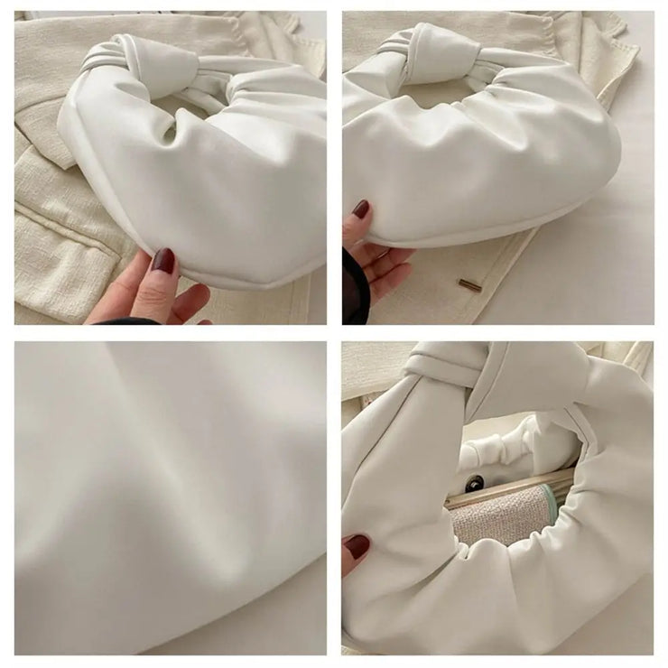 Luna Puff Ruched Half-Moon Shoulder Bag