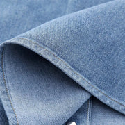 Crystal-Dew Embellished Cropped Denim Shirt
