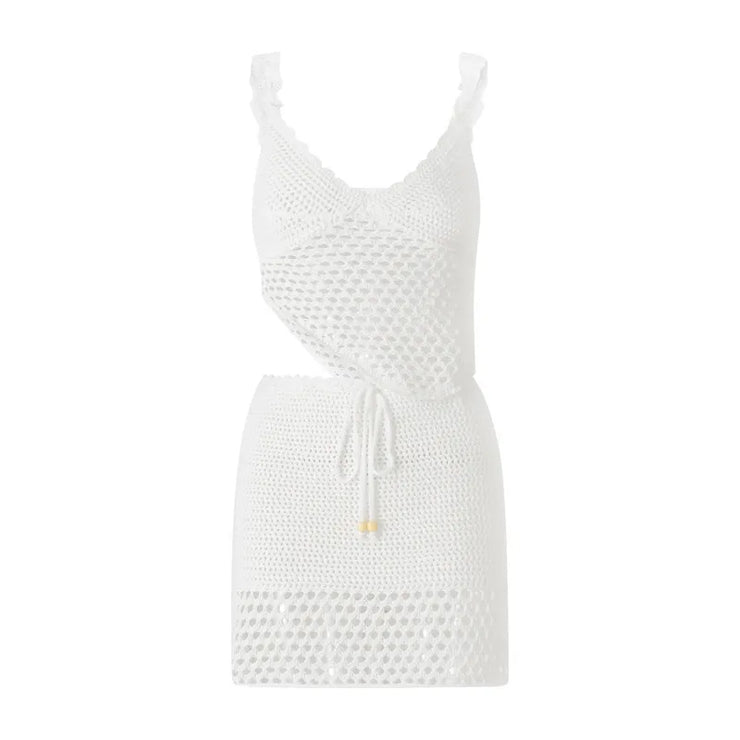 Women Summer 2 Piece Crochet Knit Camisole & Skirt Outfits