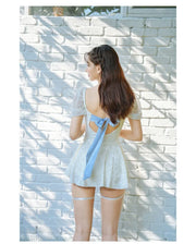 White One-Piece Velvet Backless Swimwear for Women